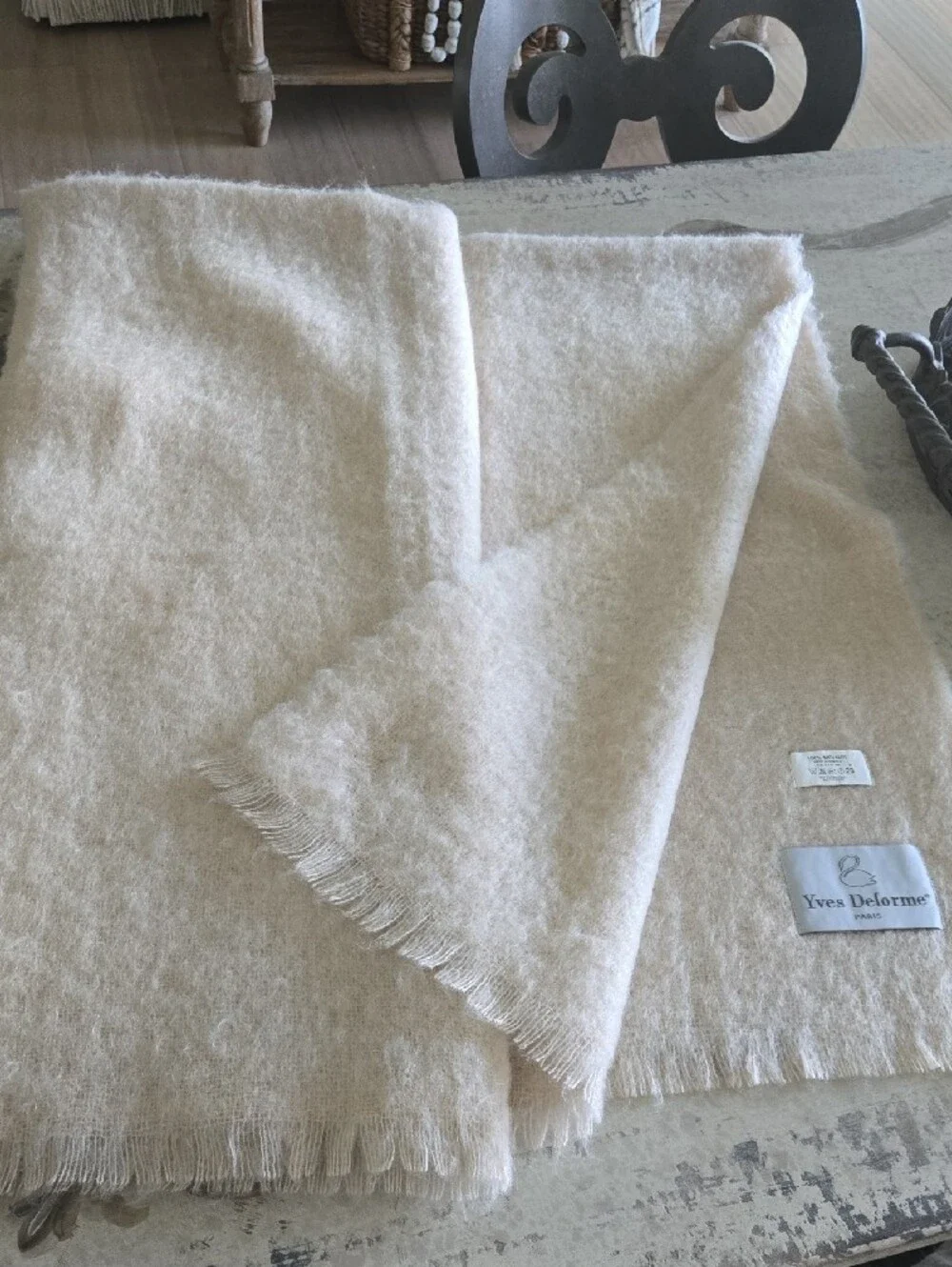 Yves Delorme 100% Mohair Throw